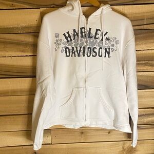 Harley-Davidson White Zip-Up Hoodie sweatshirt size XL Jim Bailey’s Fort Wayne